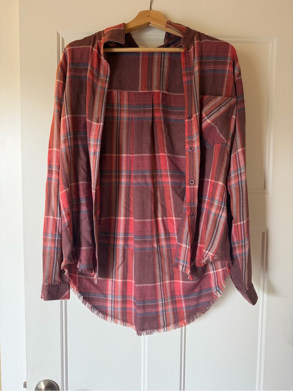 Anthropologie Red Plaid Button-Up Shirt